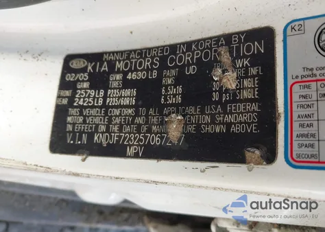 2005 Kia Sportage Ex V6/Lx V6 z USA, uszkodzony, nr VIN KNDJF723257067247